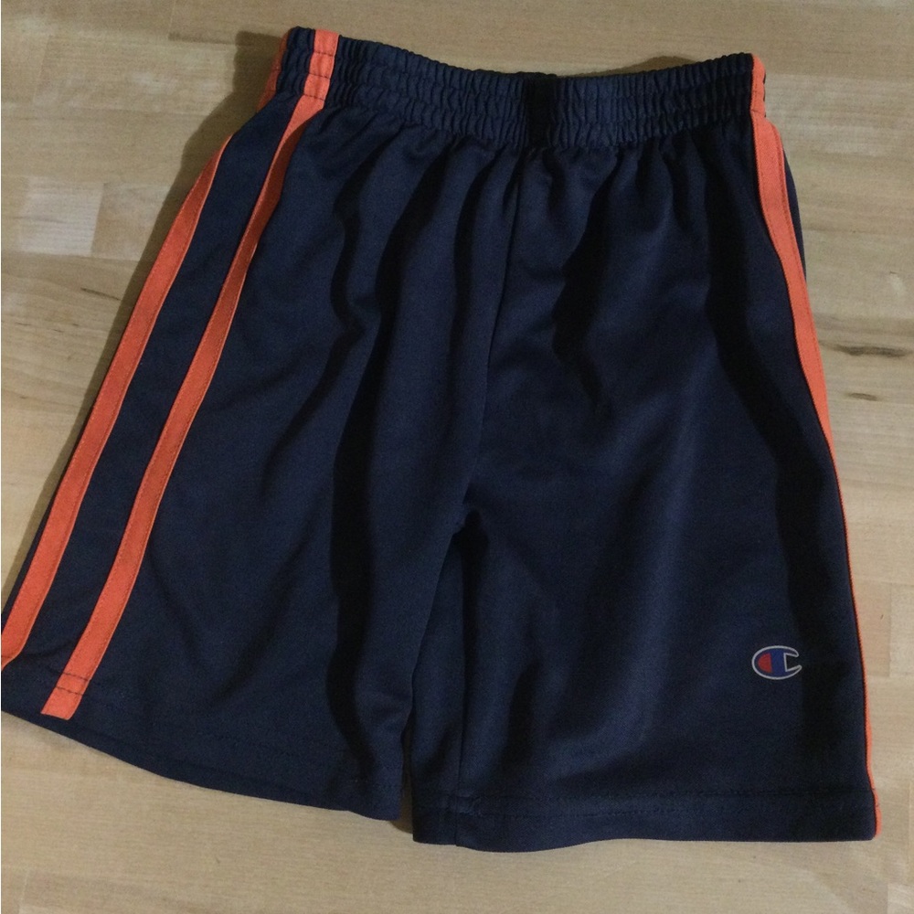 Champion Navy Shorts with Orange Stripes
